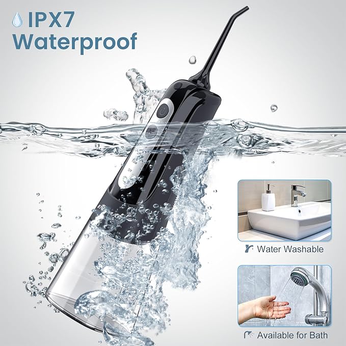 Cordless Water Dental Flosser Teeth Cleaner, INSMART Professional 300ML Tank DIY Mode USB Rechargeable Dental Oral Irrigator for Home and Travel, IPX7 Waterproof 6 Modes Irrigate for Oral Care