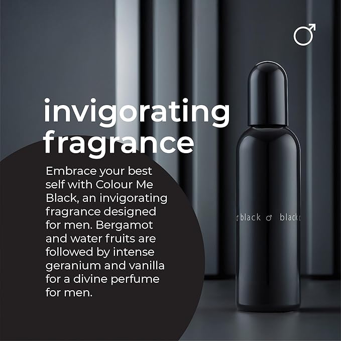 COLOUR ME Milton-Lloyd Black Homme - Eau de Parfum - Long Lasting Perfume for Men - Vanilla, Sandalwood Cologne for Men - Woody Men's Cologne - 3 oz.
