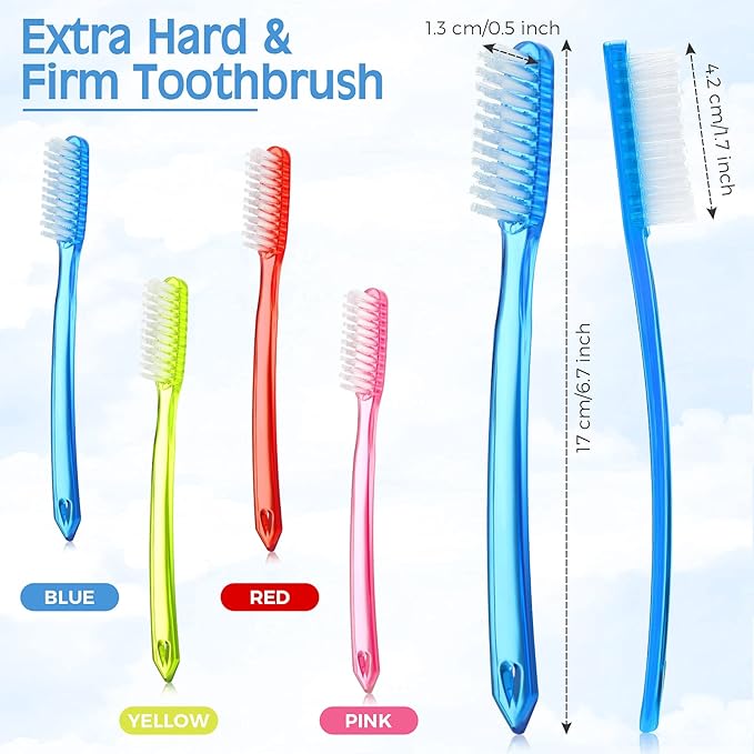 Zopeal 12 Pieces Extra Hard and Firm Toothbrush for Adults Bulk Large Long Head Bristle Full Head Manual Huge Toothbrush for Whitening Cleaning