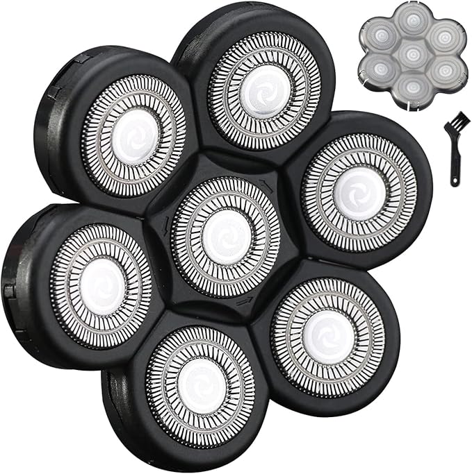 7D Black Electric Razor Replacement Blades - Universal 7 Blade Head Shaver for Men