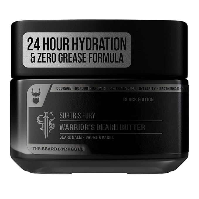 The Beard Struggle Warrior’s Beard Butter Surtr's Fury - Platinum Collection - Non-Greasy Low-Hold Formula, Luxurious Cologne-Grade Fragrances 100% Natural - 50g / 1.76 US. oz. Warrior-Glass Jar