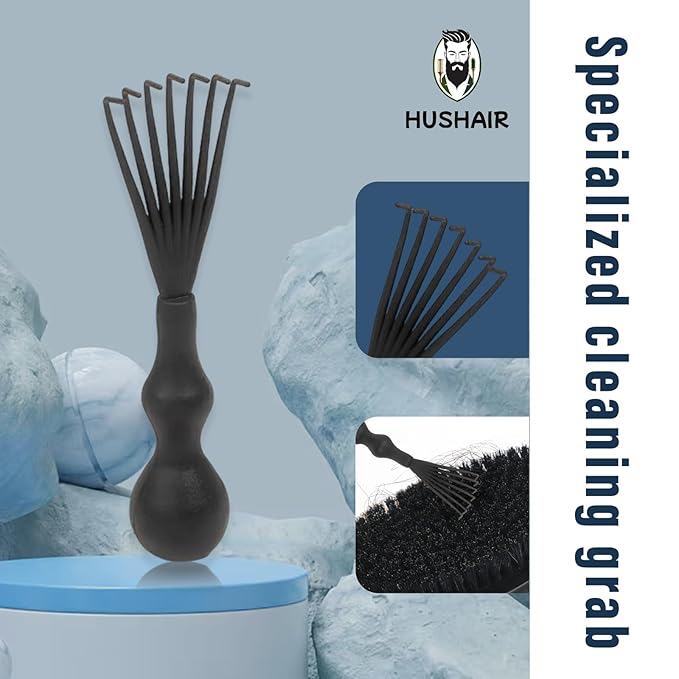 Beard Brush 5-in-1 Set for Men - Natural Boar Bristle Brush & Beard Pen Filler，Stainless Steel Beard Comb/Combing Brush/Ramie Storage Bag - Great for Grooming Beards and Mustaches