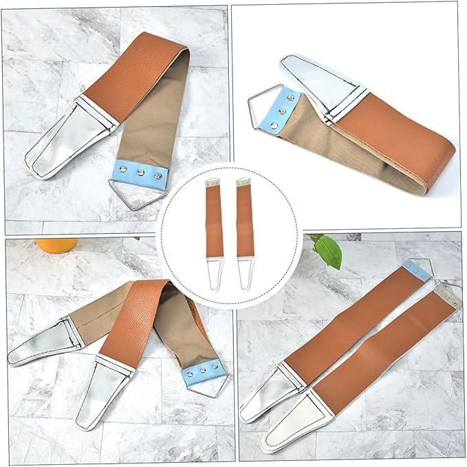 NOLITOY 2pcs Dual-sided Razor Strop Tool Practical Manual Sharpener for Straight Razors and Blades Durable Genuine Random Color Easy Operation for Home Grooming