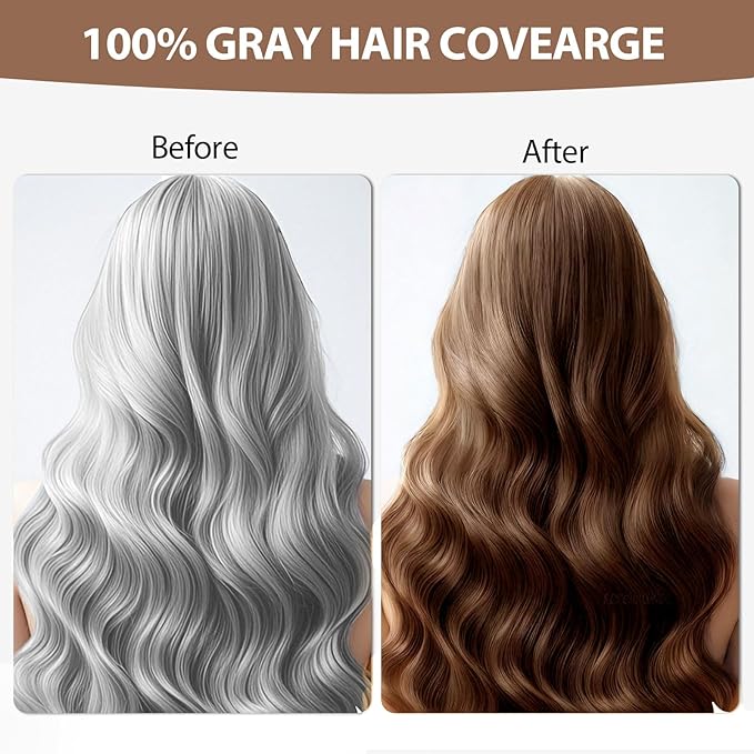 18 Pack Brown Hair Dye Shampoo Ammonia Free, PPD Free, Gray Hair Coverage Natural Brown Hair Dye for Women Men