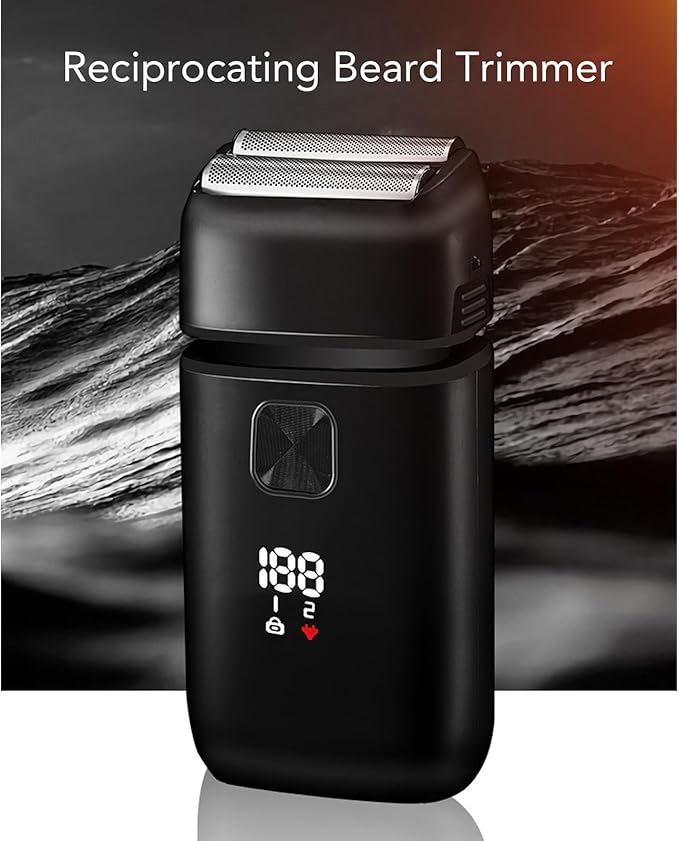 ZJchao Professional Reciprocating Beard Trimmer Foil Clipper for Men Bald Head, LCD Display, lectric Trimmer Foil Clipper Bald Head LCD Display Reciprocating Beard Clipper, Foil Shaver for Men