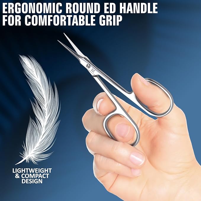 Cuticle Scissors Fine Small Extra Sharp Straight Blades Nail Scissors for Stainless Steel Sharp Pointed tip for Grooming Manicure & Pedicure for Eyebrow & Facial Hair Trimming Eyebrow Scissors.