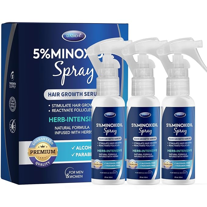 5% Minoxidil Hair Growth for Men and Women: Extra Strength Minoxidil and Biotin Beard Regrowth (2 Fl Oz, Spray 3pcs)