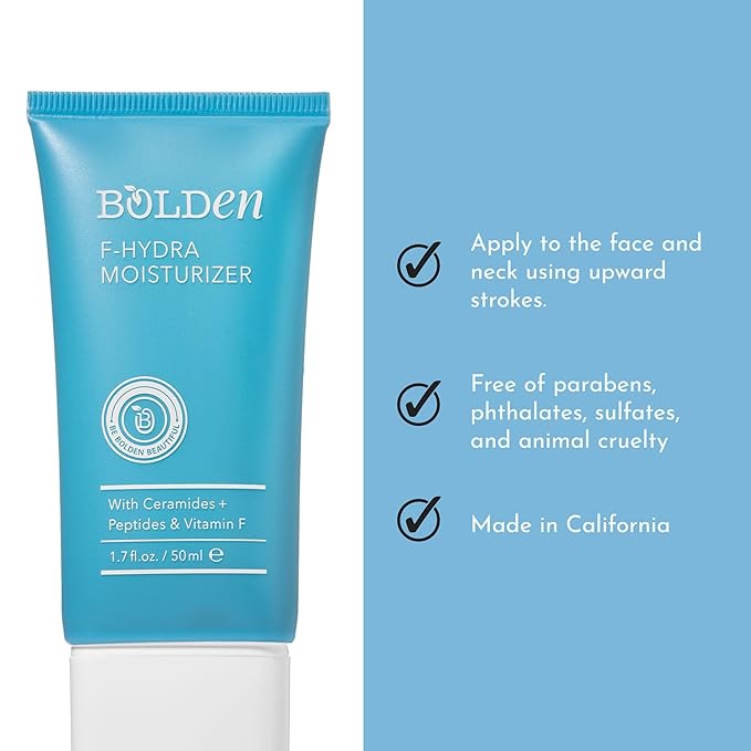 BOLDEN F-Hydra Moisturizer | Daily Face Cream to Hydrate & Moisturize Dry Skin | Made with Ceramides, Peptides, & Vitamin F | 1.7 Fl Oz (Pack of 2)