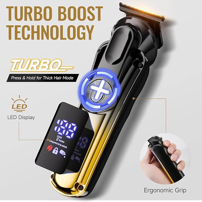 Beard Trimmer for Men - Professional Hair Clippers Zero Gapped T-Blade,Waterproof Cordless Rechargeable Electric Shaver Men's Grooming Kit for Fading & Nose Hair Trimmer, Grooming at Home