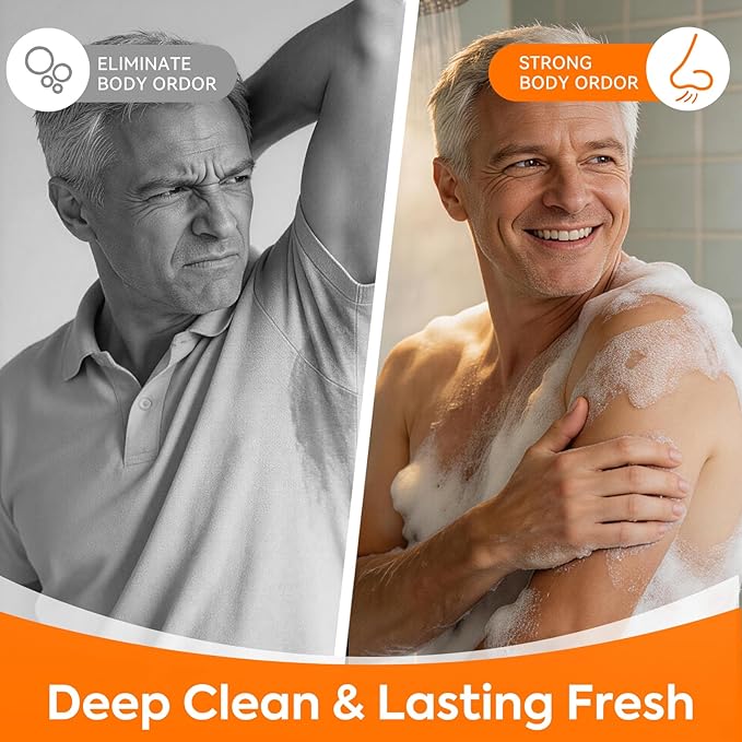Persimmon Body Wash for Body Odor Control, Natural Deodorizing Soap for Underarms, Intimate Area & Smelly Feet, Deep Cleansing Odor Eliminator with Tea Tree, Family Safe 10 Fl Oz