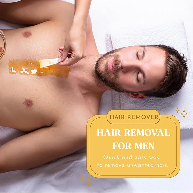 MOOM Organic Hair Removal Sugar Wax for Men with Aloe Vera & Chamomile – Soft Wax for Sensitive Skin & Men Hair - Perfect for Back, Chest, Eyebrow & Body - 12 oz Jar (Strips & Sticks NOT Included)