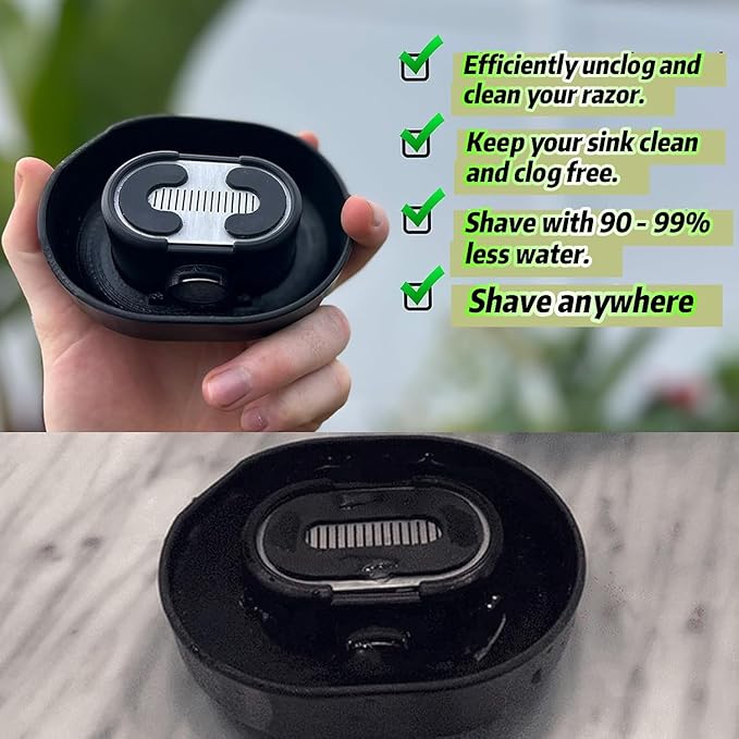 Razor Rinser,razor cleaner,razor rinser cleaner,Cleans Blades No Electricity Required,manual push type razor rinser,straight razor holder,No more congestion,Quick Cleaning, for Most Head Razors(Black)