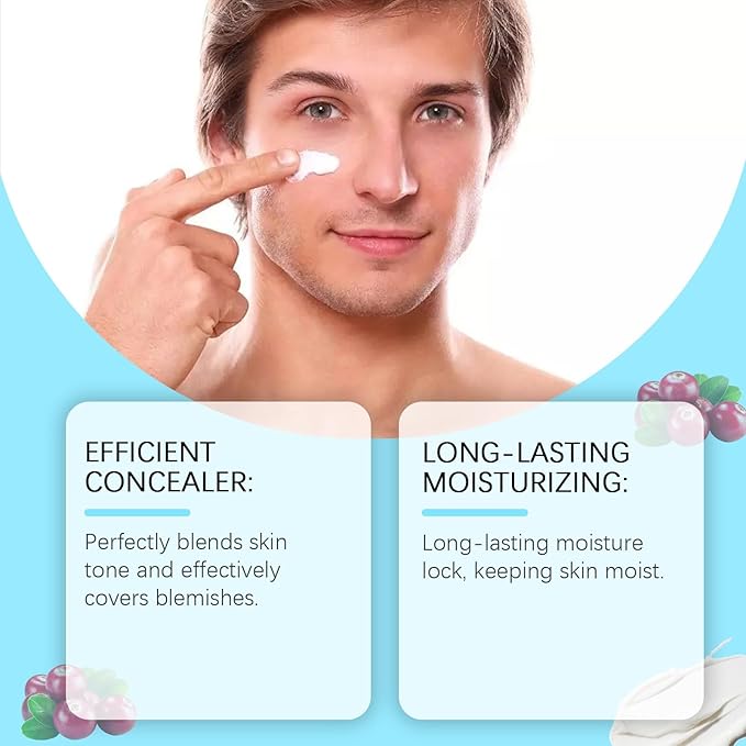 Men Makeup Concealer Cream, Hydrating and Moisturizing Man Lazy Beauty Face Cream Moisturizer for Man Not greasy