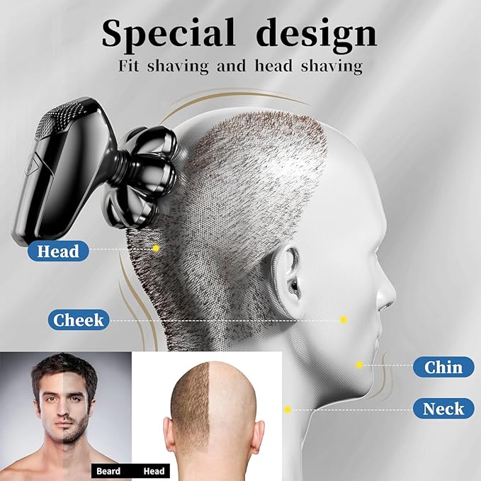 7 Heads Shaver Replacement Head for Head Shaver, Universal Hair Trimmer Blade for Bald Men.Compatible with many Brands Replacement Head Shave Razors Wet Dry Beard Shaver 7 Heads Head
