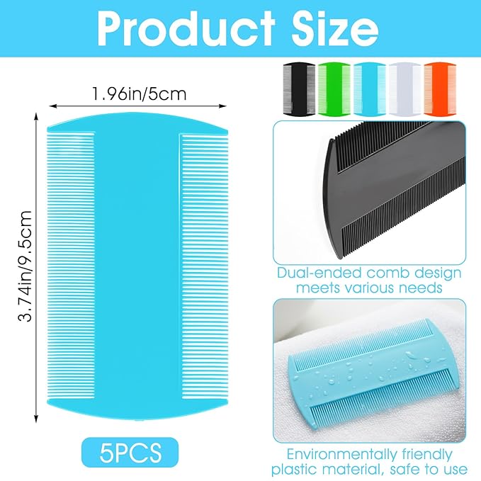 3.5" Double-Sided Pocket Comb, 5 Packs Mustache 2 Sides Combs, Dandruff Removal Hair Combs for Men's Beard Mustache Detangling Knots Hair Free, 5 Color