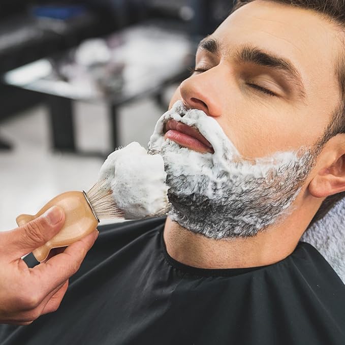 Aethland Shaving Brush Set for Men, 4 in1 Include 100g Shaving soap, Badger Shaving Brush and Stainless Steel Shaving Stand & Shaving Bowl for Husband Birthday Boyfriend Father's Day Gifts（Upgrade W)