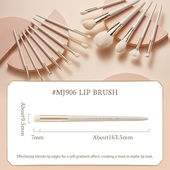 Bisque Series Lip Brush for Soft Gradient Lived In Matte Lip Looks Painted Birch Handle with Soft Nylon Bristles MJ906