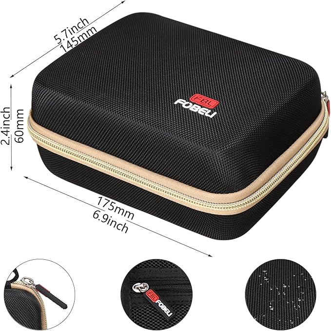 FBLFOBELI Hard Storage Case for Ufree/for Hatteker/for Brightup FK-8788T/ for Wahl 9916-817V Electric Razor Foil Shavers, Hair Beard Trimmer Grooming Shaving Kit Holder (Black+Gold Zipper)