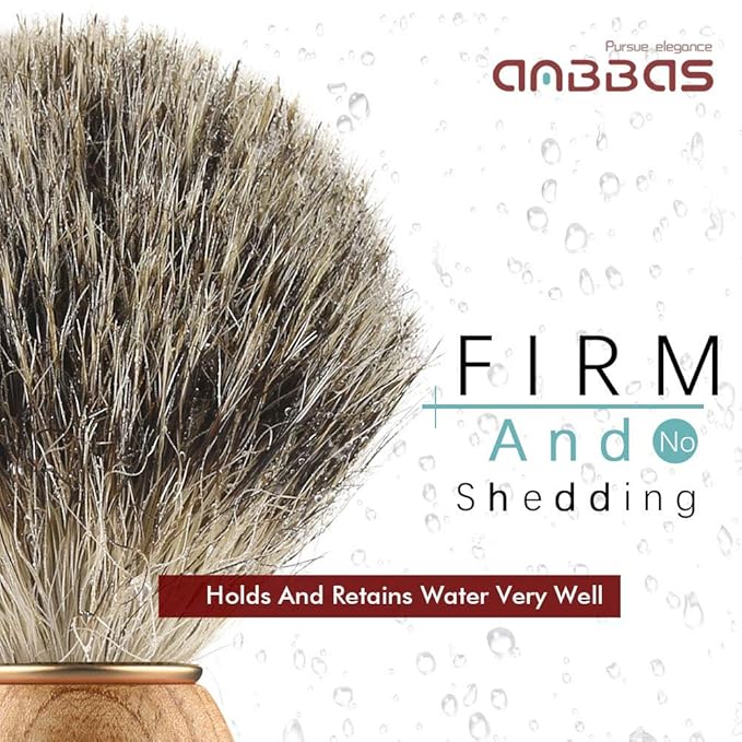 Anbbas Shaving Brush, Handmade Pure Badger Hair Brush with Natural Manchurian Ash Wood Handle for Men Traditional Wet Shaving