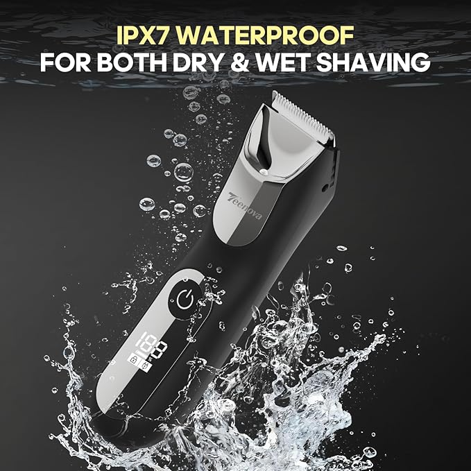 Electric Body Hair Trimmer Shaver - 3 in 1 Pubic Trimmer for Men - Bikini Trimmer for Women - No Nick Groin Ball Razor with Ceramic Blade Head, Wireless Dock Charging (Silver)