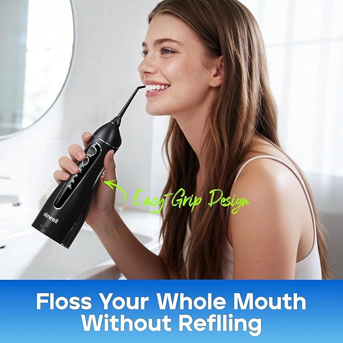 Nicwell Water Dental Flosser for Teeth - 4 Modes & 11 Pressure Settings Cordless Portable Oral Irrigator, IPX7 Waterproof Rechargeable with 5 Tips for Braces Cleaning, Travel, Deep Teeth Cleaning