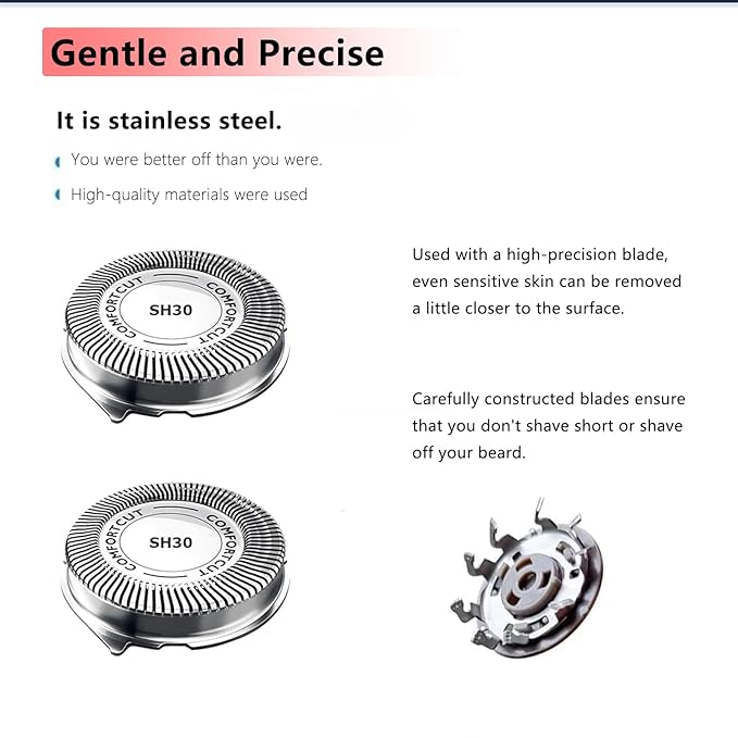 SH30 Replacement Heads Compatible with Philips Norelco Series 3000, 2000, 1000 and S738 Electric Shavers, Durableing Sharp for Philips Norelco Series 2000 Replacement Blades[6 Pack]