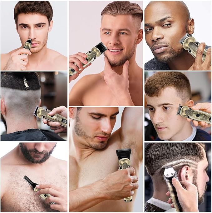 Hatteker Beard Trimmer Mustache Trimmer for Men 8 in 1 Adjustable Speed Hair Clipper T-Blade Electic Razor Shavers Cordless Mens Gift Grooming Kit with Face Nose Body (Bronze)