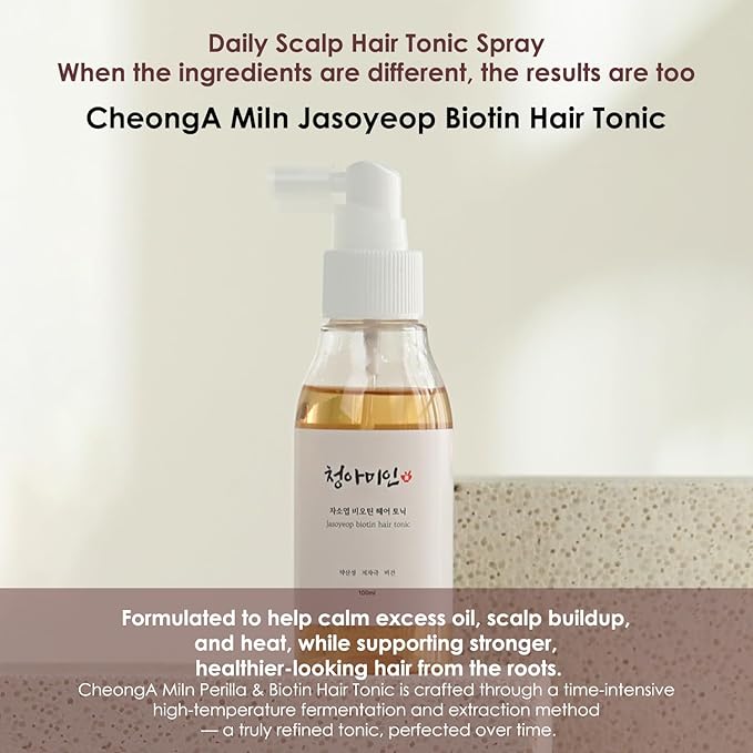 Jasoyeop Scalp Serum 100mL, Biotin Hair Tonic with Korean Herbal Extracts, Nourishing Scalp Care for Thinning Hair, Non-Greasy Lightweight Formula