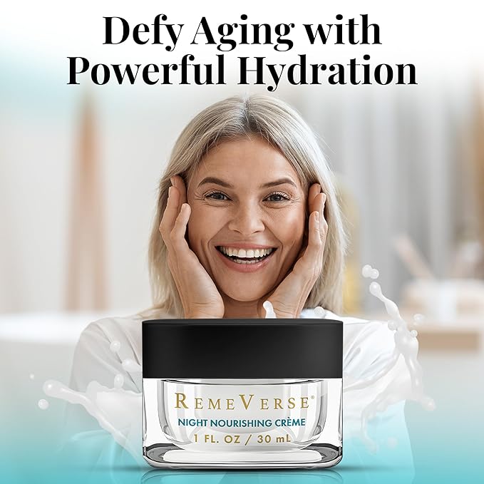 RemeVerse Night Nourishing Crème - Skin-Renewing Face Moisturizer for Women & Men, Hydrating Formula with Hyaluronic Acid, Peptides, Collagen & Glycerin for All Skin Types - Nourishing Facial Cream