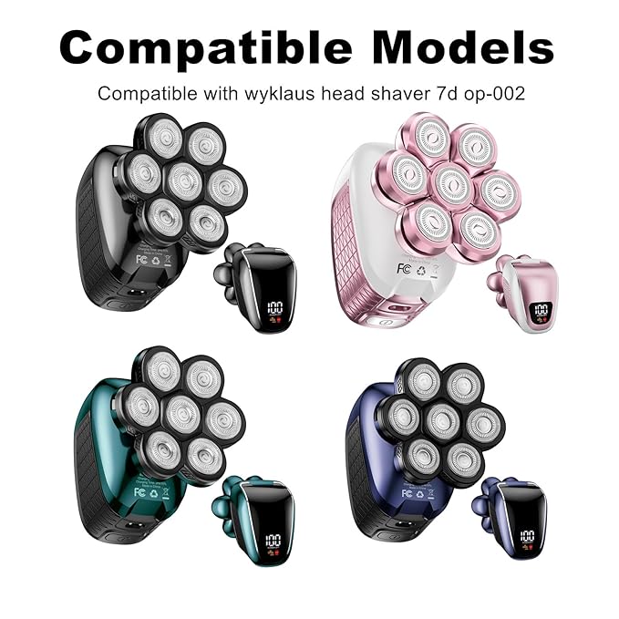 Head Shaver Replacement Heads Compatible with Wyklaus Head Shaver 7D Replacement Head,Compatible with Wyklaus Head Shaver 7D OP-002.(2Pack)
