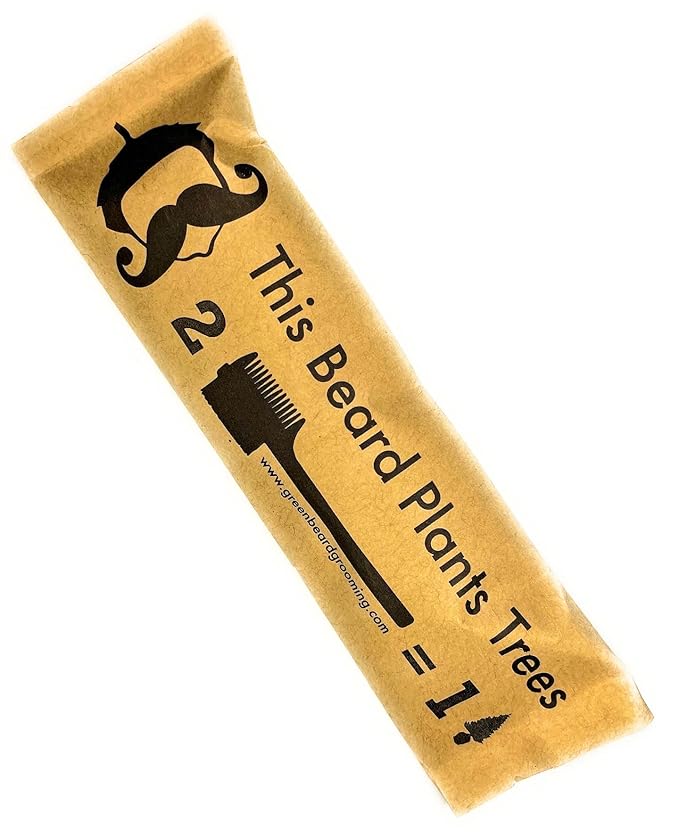 2-in-1 Pocket Sapling Mustache Brush & Comb (2-Pack) from Green Beard Grmng - Boar Bristle & Bamboo