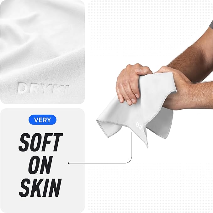 Pocket-Sized Sweat Towels - The Original Sweat Absorbing Handkerchiefs - Quick-Dry Microfiber Sweat Rags for Face, Hands, & Body - Men & Women - Gym, Sports, and Work (White: 5 Pack)