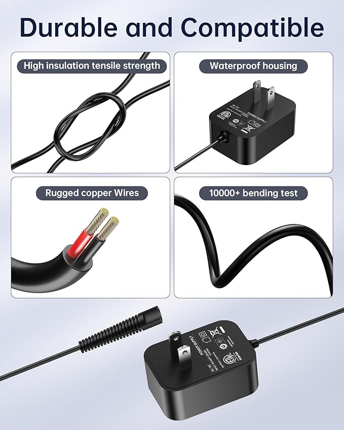 WUKUR 12V Charger Compatible with Braun Shaver Series 3/7/5/1/9, Charging Cord for Braun Electric Razor Shaver Trimmer 3040s, 310s, 340S, 5190cc, 5040s, 740S, 7865, 9290cc, 9095cc Replacement Adapter