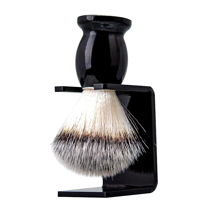 Shaving Brush with Stand Synthetic Hair Salon Shaving Brush with Wood Handle Father's Day Gifts for Him Dad Boyfriend