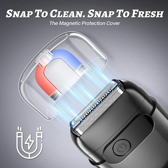 Electric Foil Shaver for Men,Compact 3D Floating Shaving Heads, Electric Razor for Men,IPX8 Waterproof, USB-C Fast Energy, LED Info Display, Wet/Dry Adaptability, Travel Lock Slate Grey