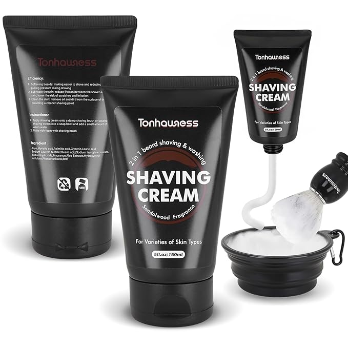 Travel Shaving Brushes Kit For Men, 4 In 1 Shaving Brush Set With Nylon Bristle Shaving Brush, Shaving Brush Case, Shaving Cream and Foldable Shaving Bowl For Trip (Nylon Bristle)