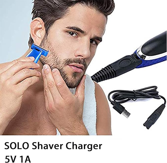 2PCS Shaver Charger for Solo Men's Rechargeable Full Body Hair Trimmer Replacement Electric Shaver Charging Cable 5V USB Charger with Cleaning Brush (2 Packs)
