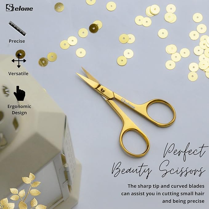 Professional Grooming Scissors Eyebrow Scissors Small Curved Stainless Steel Manicure & Beauty Scissor for Women