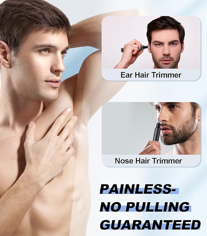 BUV Nose Hair Trimmer with LED Display- 2025 Professional Painless Ear Hair Trimmers for Men and Women, USB Rechargeable Nose Hair Trimmer Clipper – 14,000 RPM IPX7 Waterproof Dual Edge Blades, Black