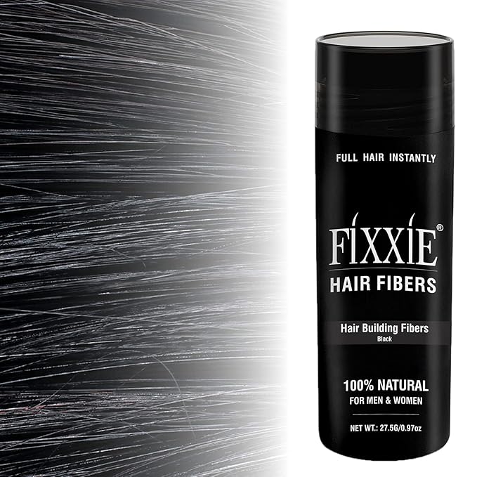 Hair Building Fibers BLACK for Thinning Hair 27.5g Bottle, Hair Fibre Concealer for Hair Loss for Men and Women, Naturally Thicker Looking Hair with Keratin Hair Fibers
