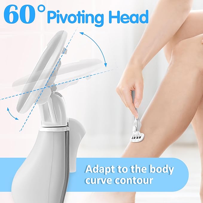 Razors for Women Include 1 Non-Slip Metal Handle and 7 Blade Refills, 5 Premium Blades Women's Razors for Shaving with 360° Lubrication Reduces Irritation, Silver