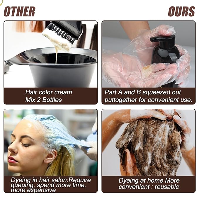 3 in 1 Herbal Dark Brown Hair Dye Shampoo for Women and Men