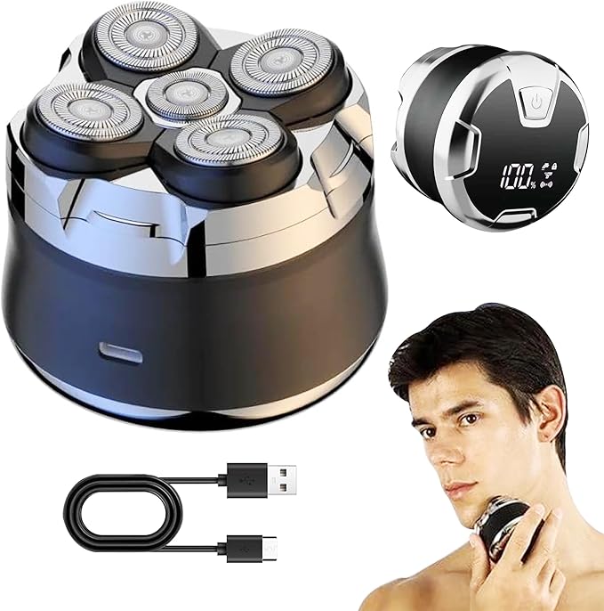 Head Shavers for Bald Men 5D Detachable Magentic Head Shaver Wet Dry Waterproof Cordless Type C Electric Razor Bald Head Shaver IPX8 Close Head Shaving Machine Rechargeable LED