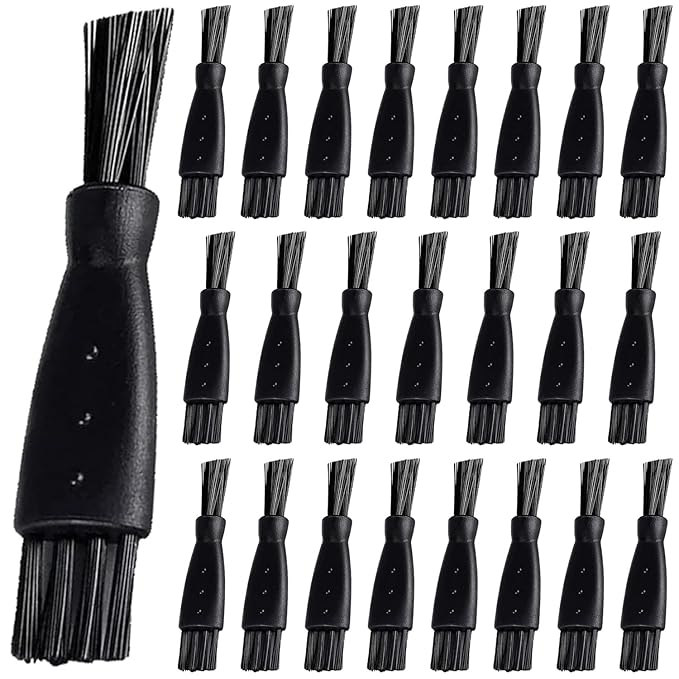 24pcs Men's Electric Shavers Cleaning Brush Double-Sided Shavers Brush Hair Brush Cleaner Tool Tiny Multi-Function Beard Brush Kit (Black)