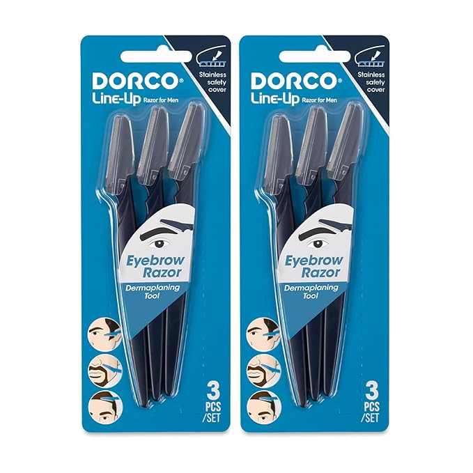 DORCO Line-Up Razor for Men - Ultimate Grooming Tool for Mustache & Beard (2 Pack)