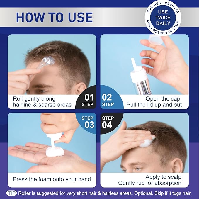 5% Minoxidil Foam for Men and Women Hair Growth, Minoxidil for Men Foam for Hair and Beard, Hair Regrowth Treatment Helps Regrow Hair Loss & Thinning (7pcs, 14.77oz, 7 Month Supply)