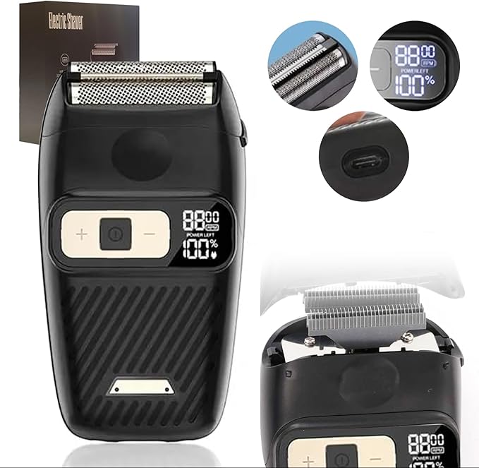 Foil Shaver Electric Razor for Men Electric Foil Shavers for Men Portable Travel Waterproof Wet Dry LED Display Cordless Beard Trimmer 3 Adjustable Speeds Long Battery Rechargeable IPX6