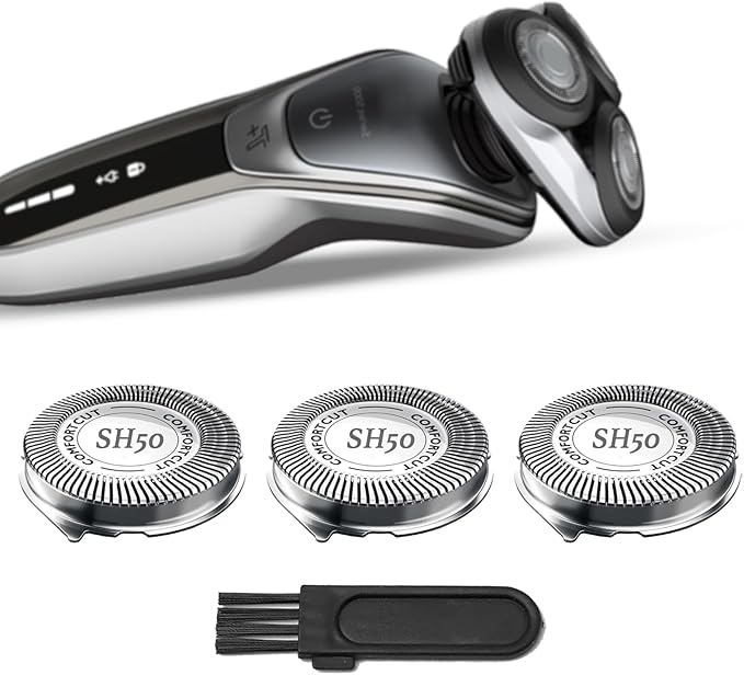 SH50 Shaver Replacement Heads Compatible with Philips Norelcos Series 5000 Razors, Rotary Replacement Blades with High Performance - Fast, Smooth and Close, 3Packs.