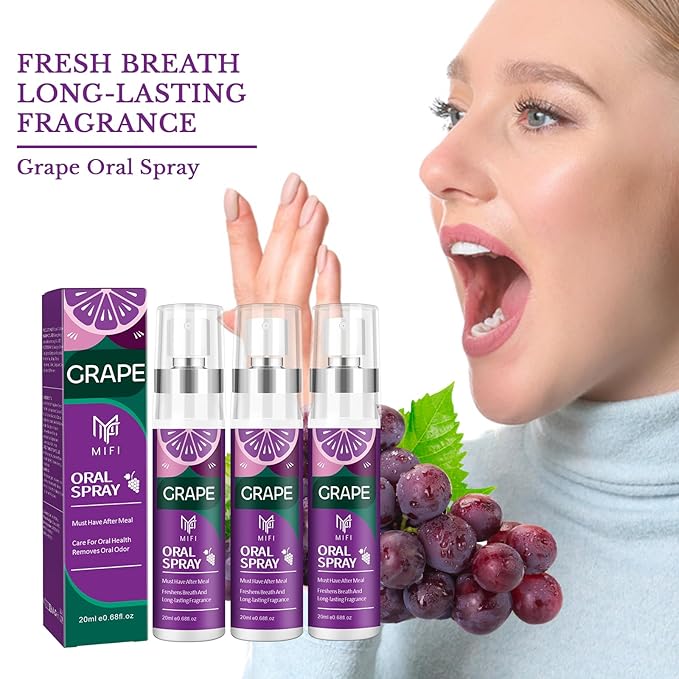 PEGO Oral Spray for Adult,Oral Freshness Spray,Fruit-Flavored,Sugar-Free,Dry Mouth Spray,Dry Mouth Relief,Removes Oral Odor,Fights Bad Breath,Oral Care Spray(Grape Flavor*2Pack)