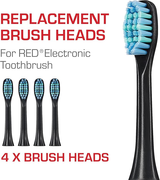 Red by Kiss Hypersonic Ultra Powerful Electric Toothbrush – 3 Cleaning Modes, Gum Care Protection, 75-Day Battery, USB-C Fast Charging, Waterproof IP67, with Extra Brush Head Set (Black)